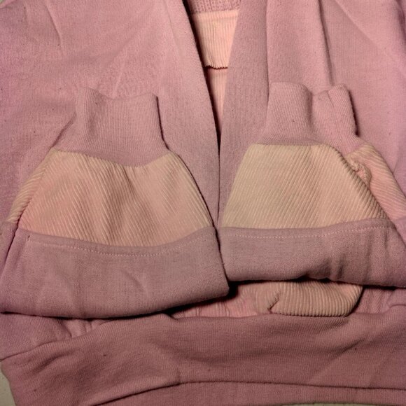 Vintage 1980s Mock Neck Sweatshirt Medium Pink Mixed Knit Retro Snap READ - Picture 11 of 16